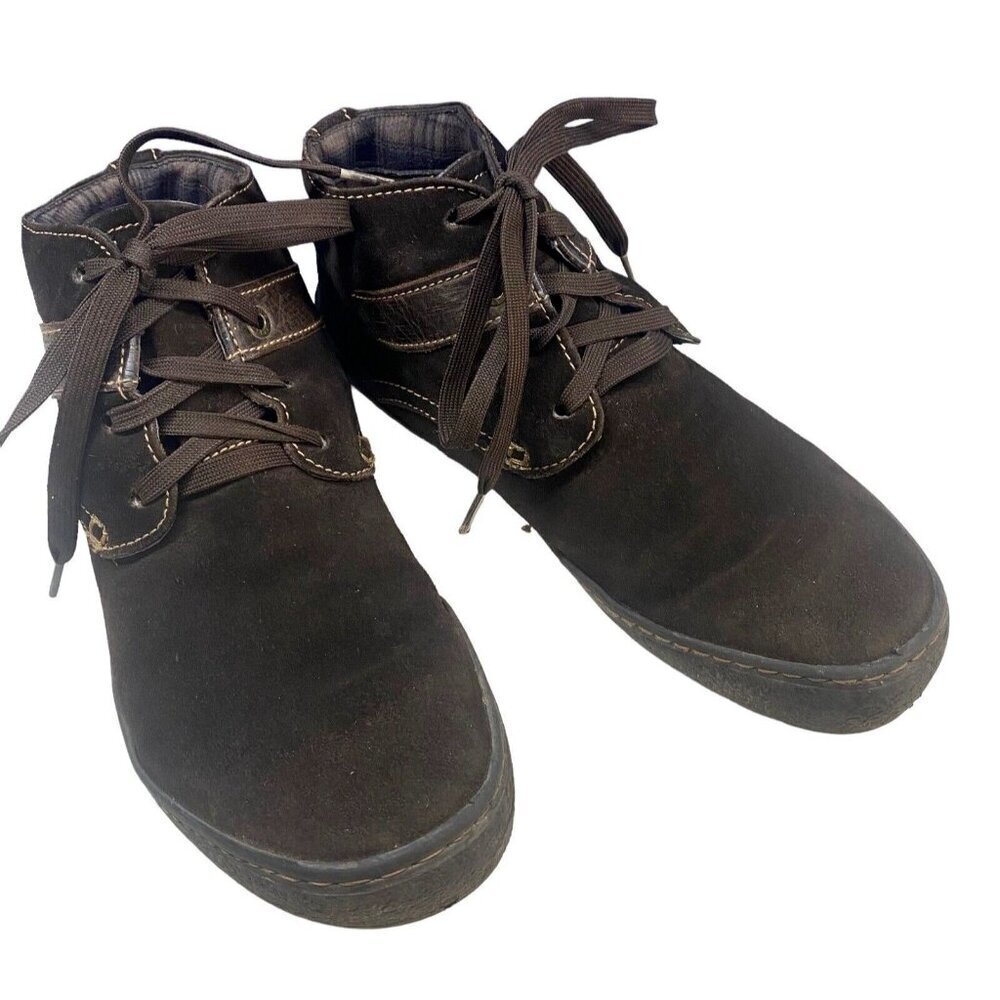LEVIS High Top Lace Up Shoes Size 11 Brown Flats Ankle Shaft Faux Suede